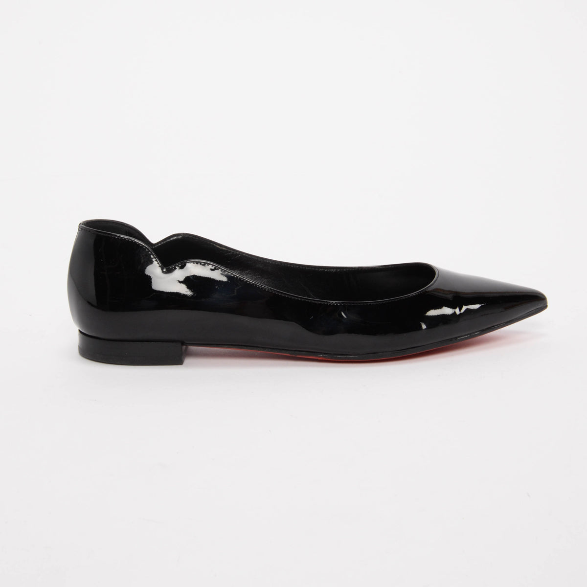 Christian Louboutin Black Patent Hot Chickita Flats 38.5