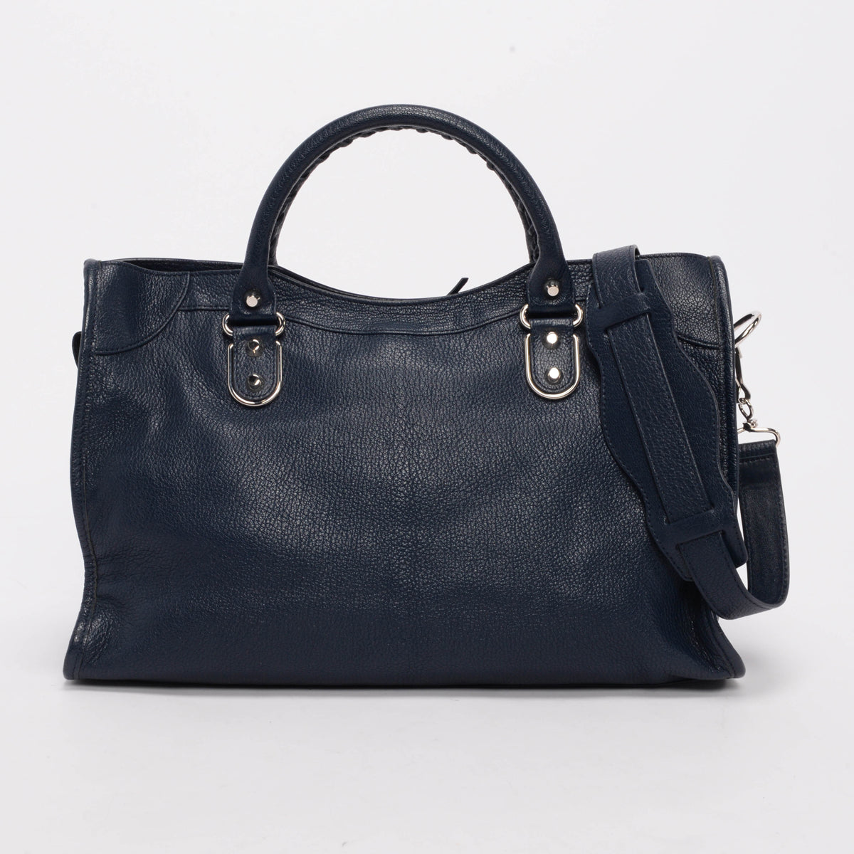 Balenciaga Navy Goatskin Metallic Edge City Bag