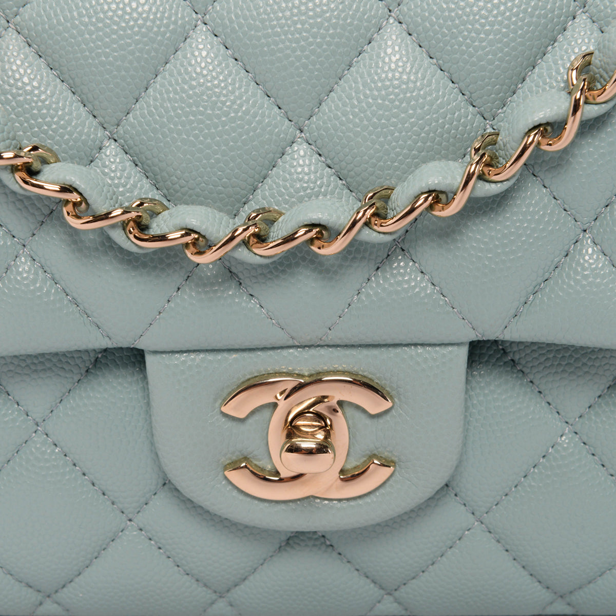 Chanel Tiffany Blue Quilted Caviar Medium Classic Flap Bag