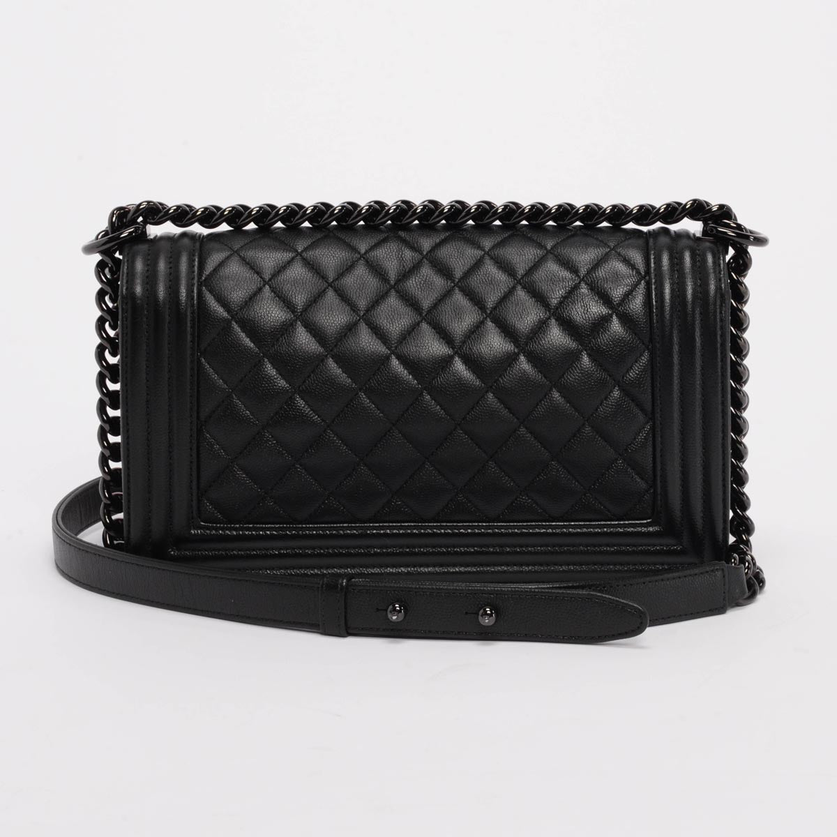 Chanel So Black Grained Calfskin Medium Boy Bag