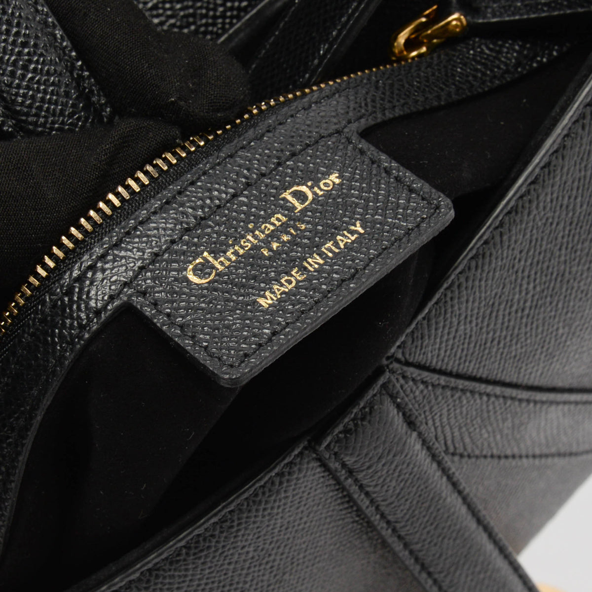 Dior Black Grained Calfskin Saddle Bag