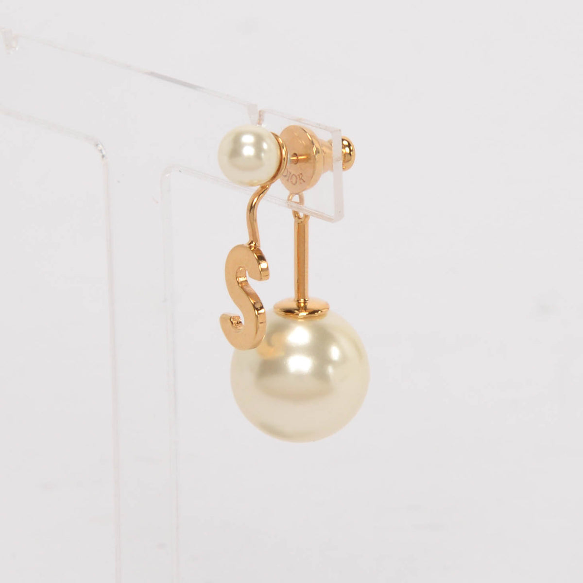 Dior Gold Tone Faux Pearl My ABCDior Tribales Letter S Single Earring