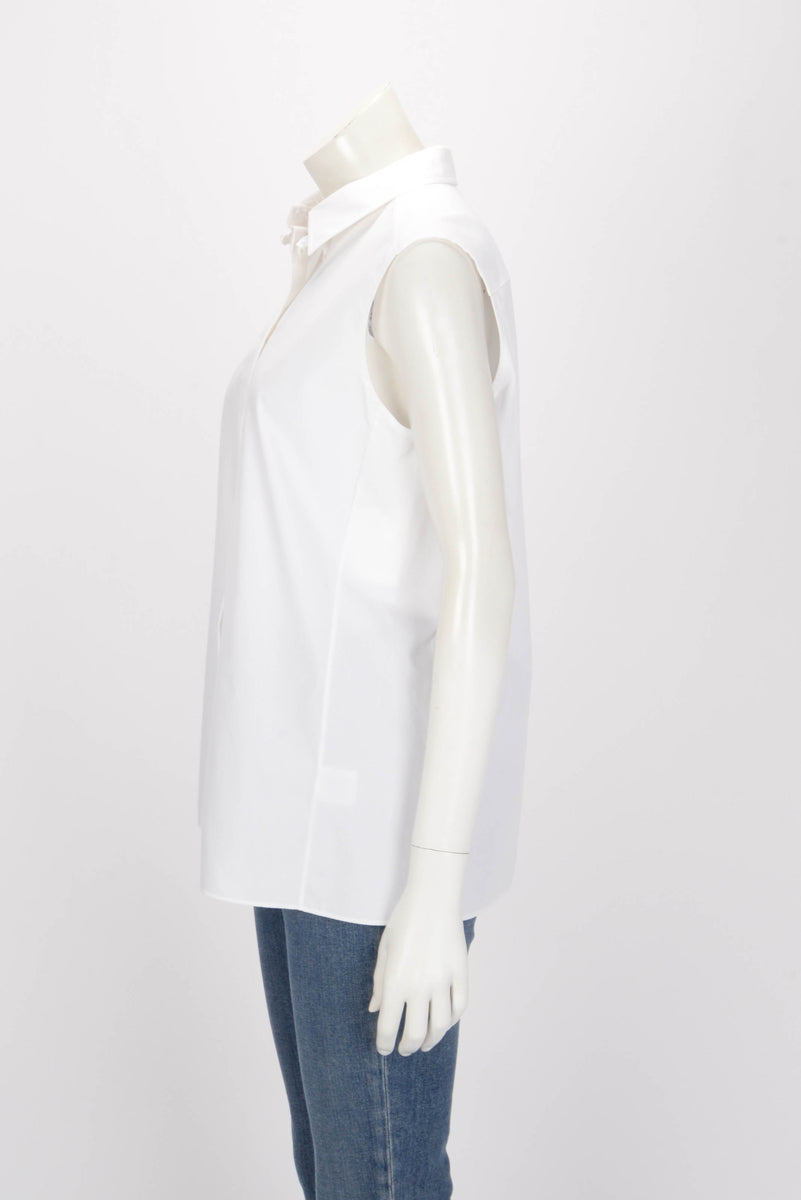 Hermes White Cotton Sleeveless Shirt FR 42