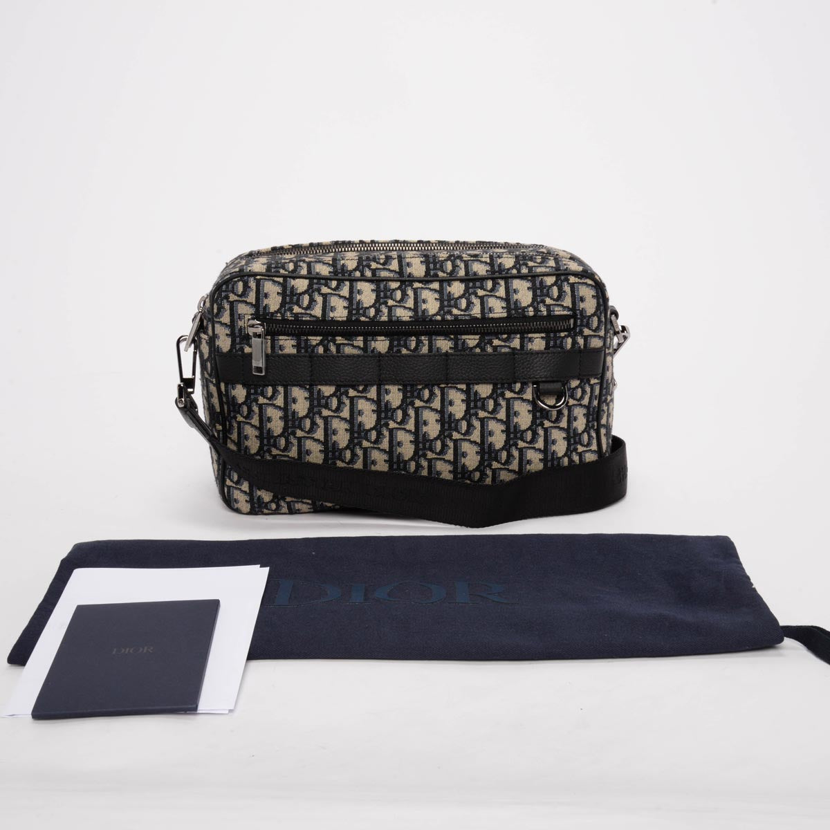 Dior Navy Oblique Jacquard Maxi Safari Bag