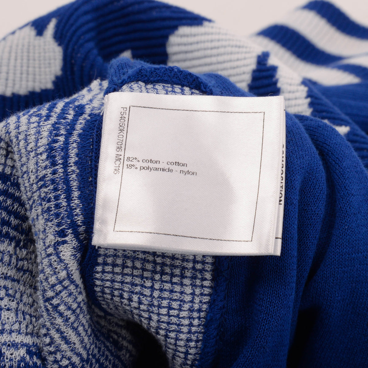 Chanel Blue & White Knit Pleated Zip Dress FR 36