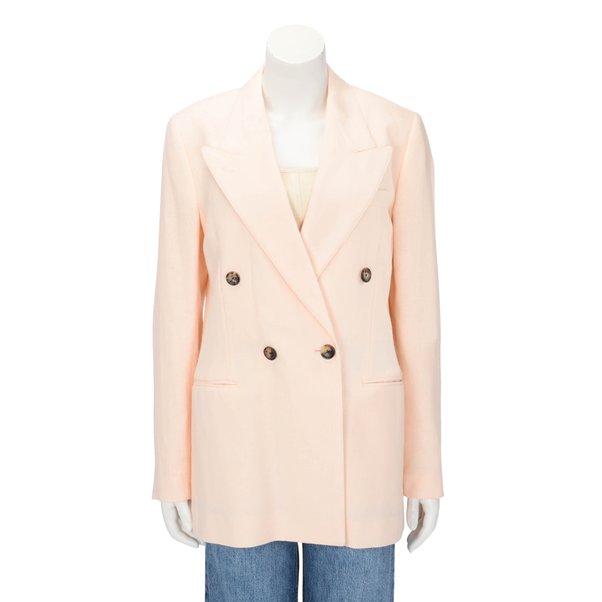 Loro Piana Honey Suckle Linen & Wool Aurora Oversized D.B. Blazer IT 42