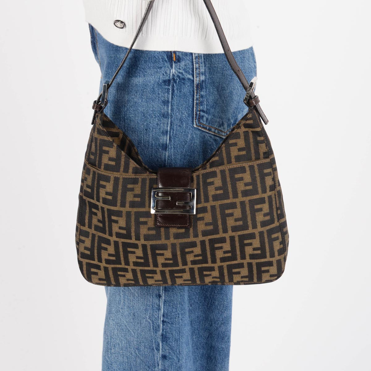 Fendi Tobacco Zucca Canvas Hobo Bag