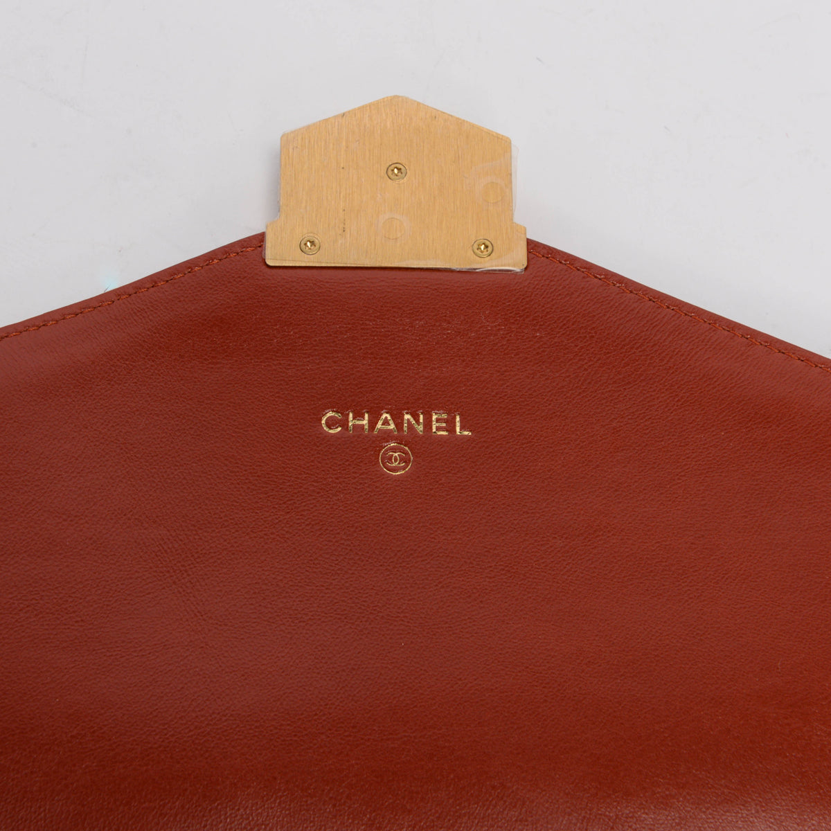 Chanel Red Chevron Calfskin Medal Envelope Clutch