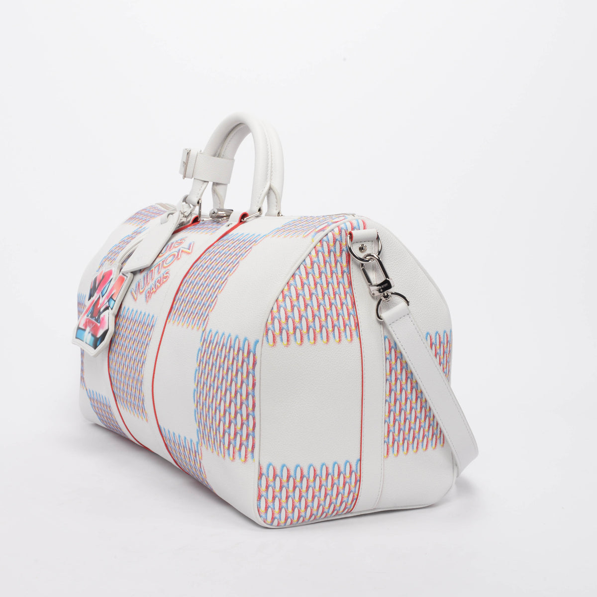 Louis Vuitton White Spray Damier Keepall Bandouliere 50