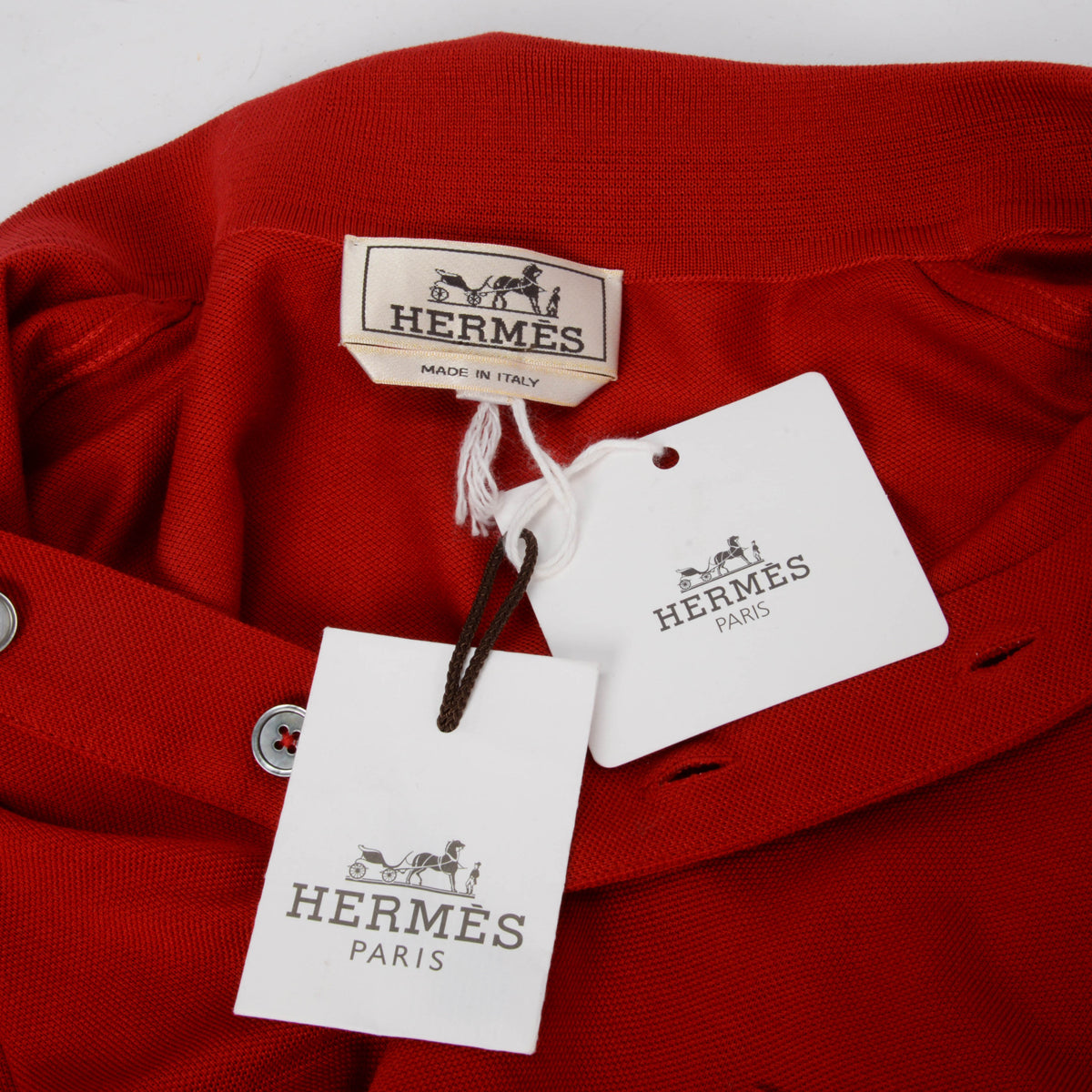 Hermes Rouge Vif Pique H Embroidered Polo S