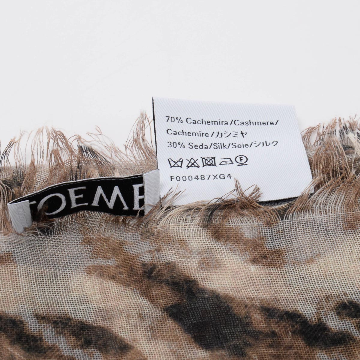 Loewe Taupe Cashmere & Silk Anagram Shawl