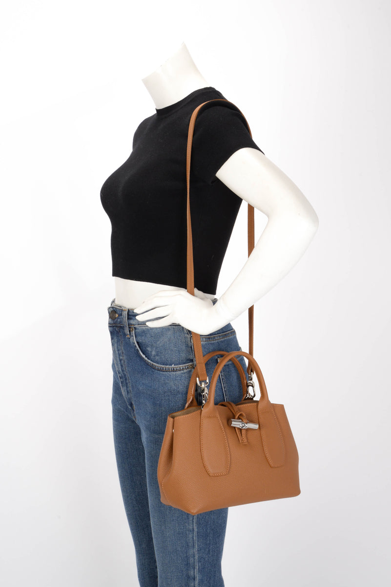 Longchamp Tan Calfskin Small Le Roseau Bag