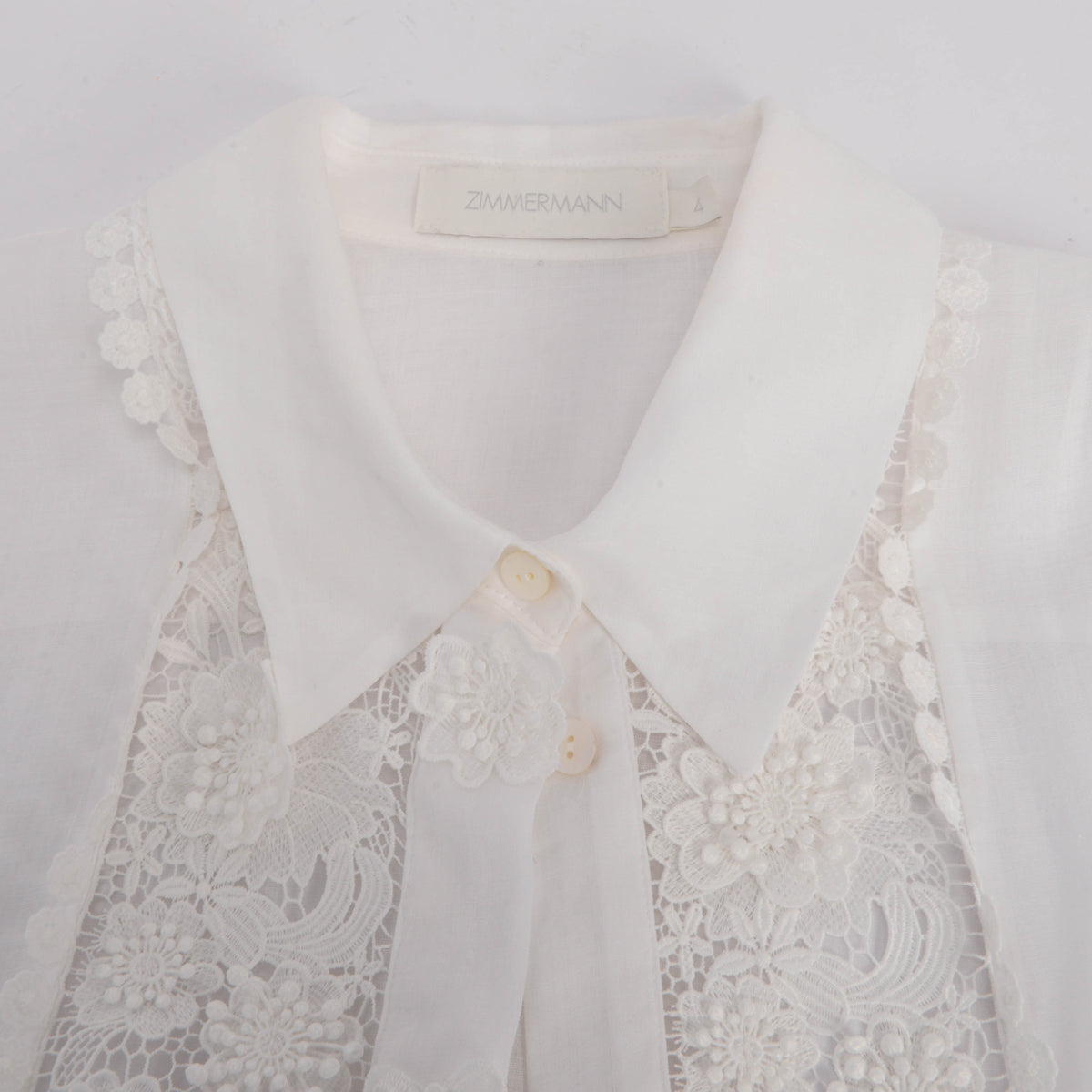 Zimmermann White Raie Lace Flower Shirt 4