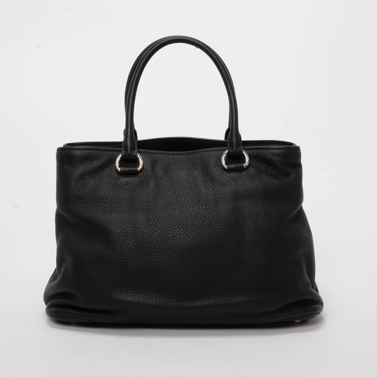 Prada Black Vitello Daino Convertible Shopping Tote