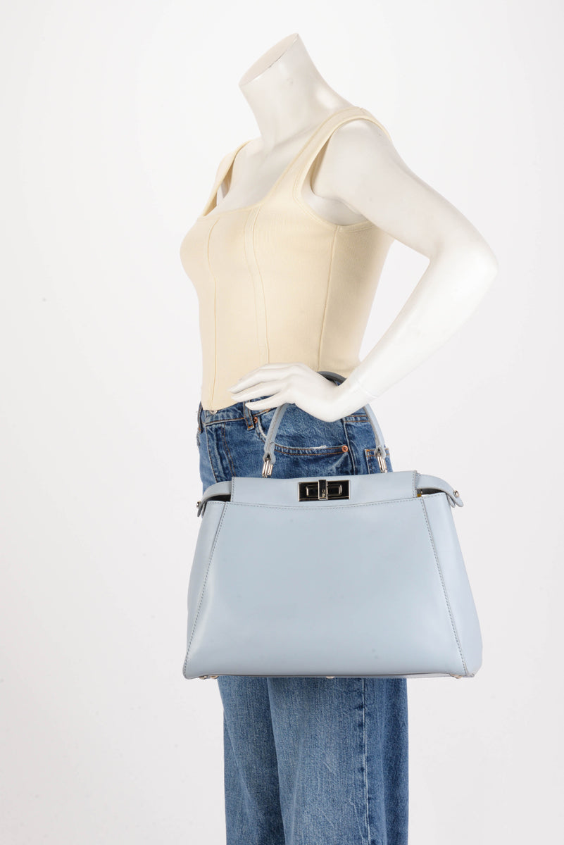 Fendi Pale Blue Nappa Medium Peekaboo Bag