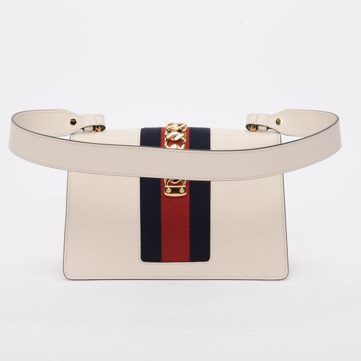 Gucci White Calfskin Small Sylvie Shoulder Bag