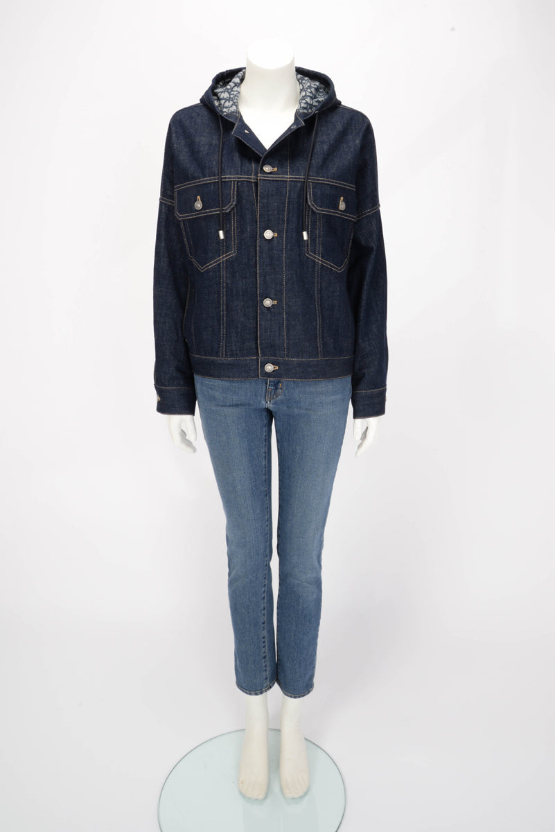Dior Indigo Denim & Oblique Oversized Hooded Jacket FR 36