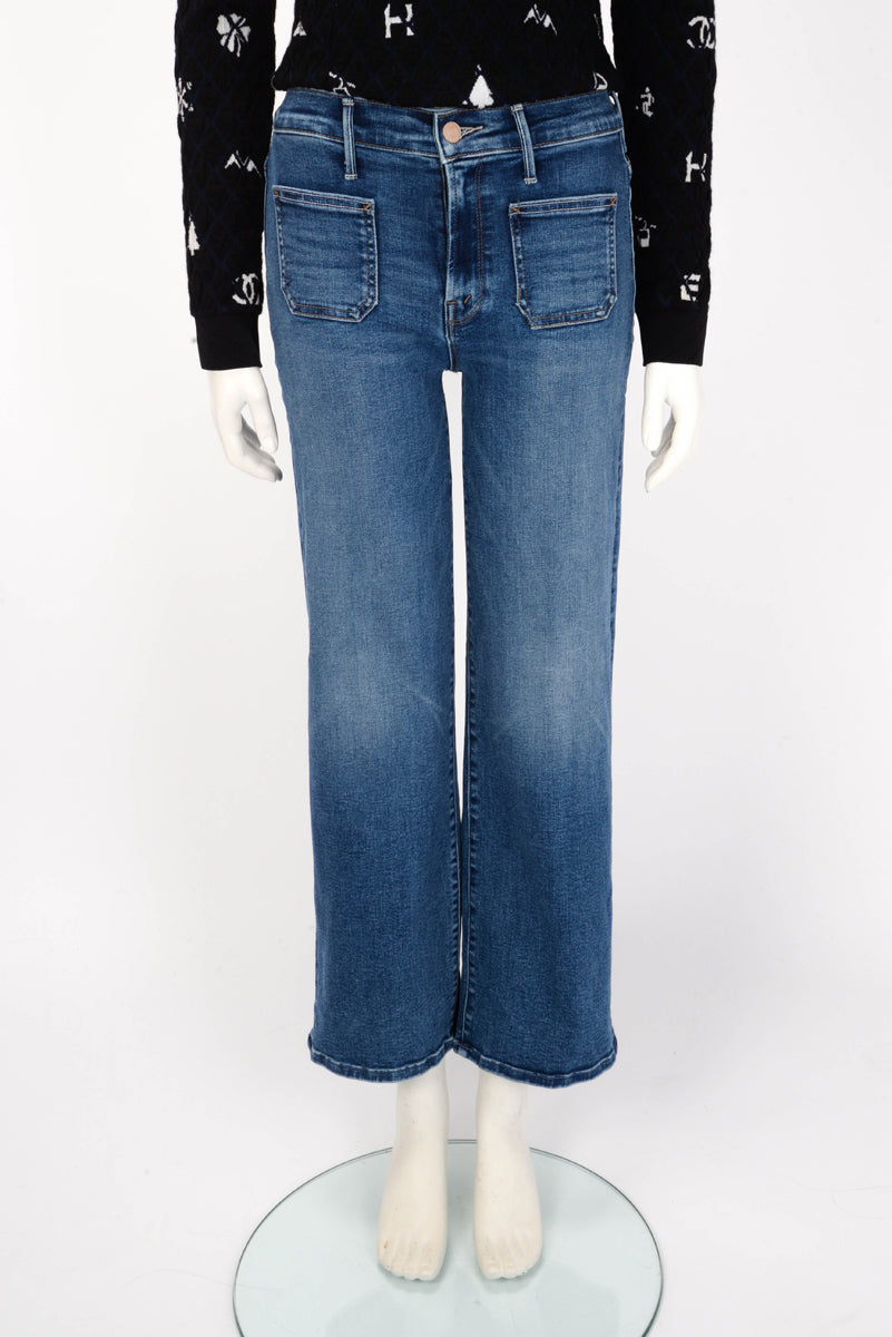 Mother Blue Denim Patch Pocket Mid Rise Maven Jeans 24