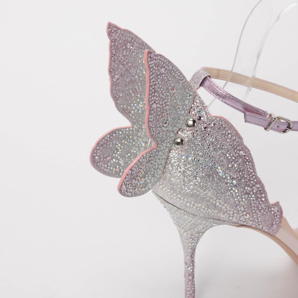 Sophia Webster Heavenly Pink Satin & Crystal Chiara Butterfly Sandals 45