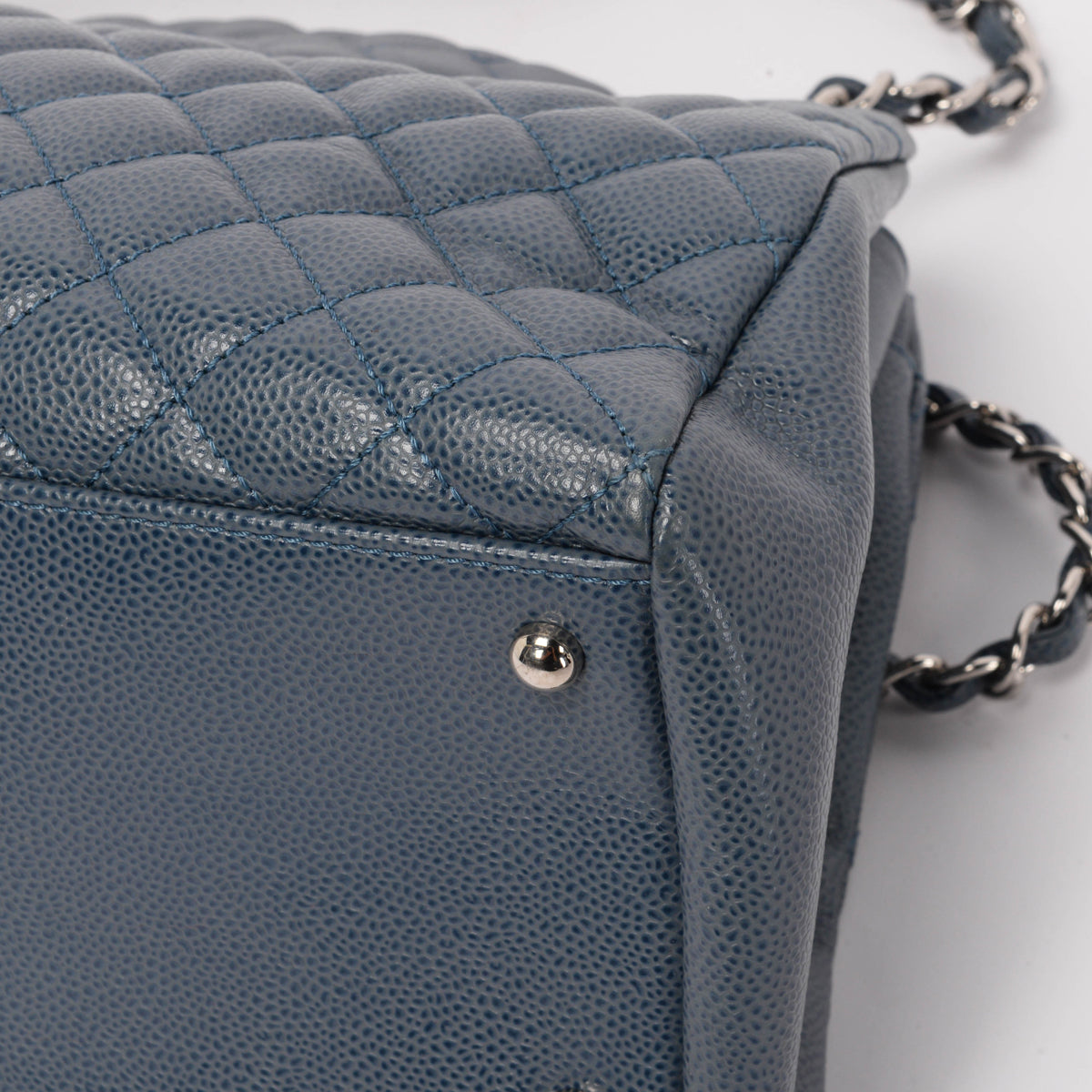 Chanel Blue Quilted Caviar Just Mademoiselle Bowling Bag