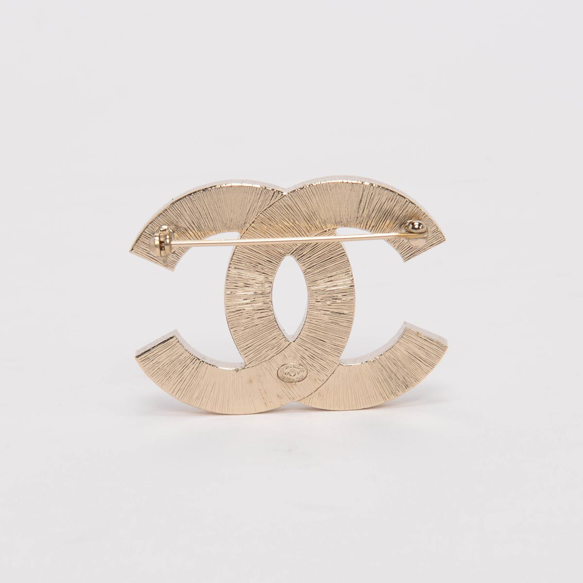 Chanel Silver & Gold Quilted CC Brooch