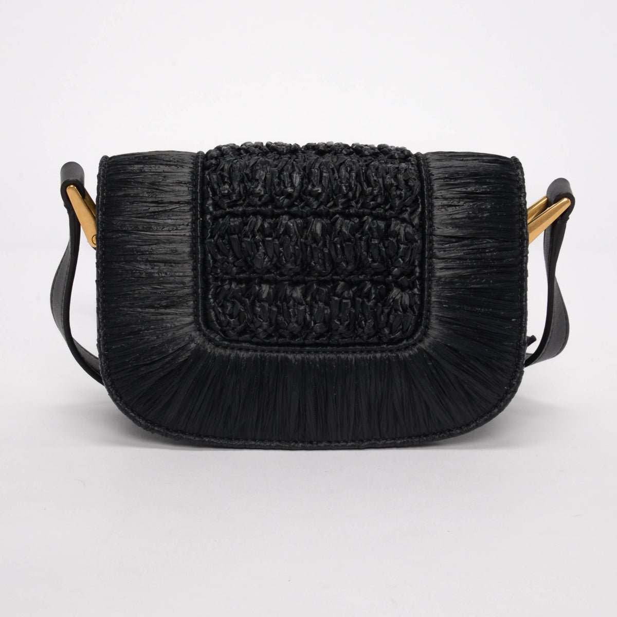 Valentino Black Raffia Small Braided Supervee Bag