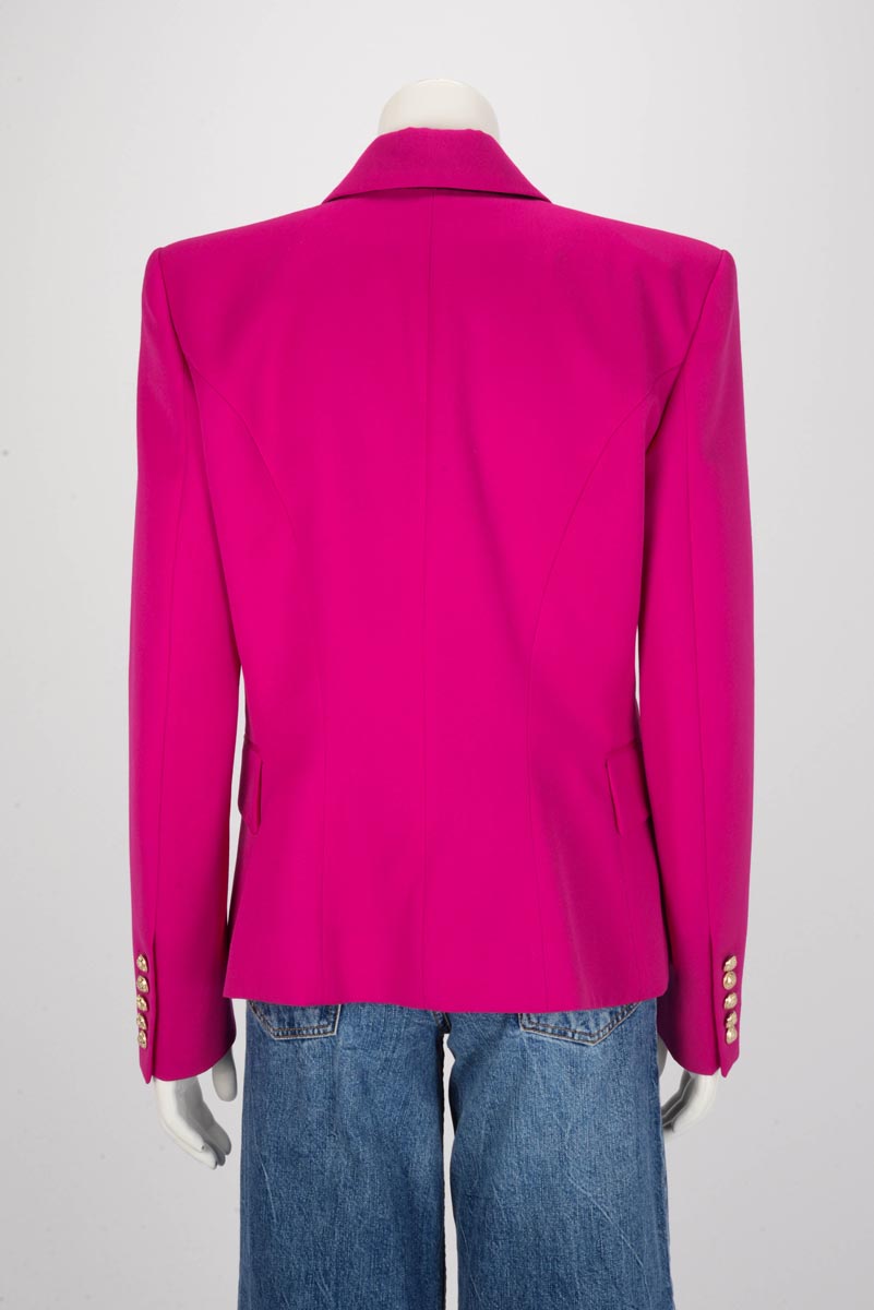 Balmain Magenta Wool Double Breasted Blazer FR 46