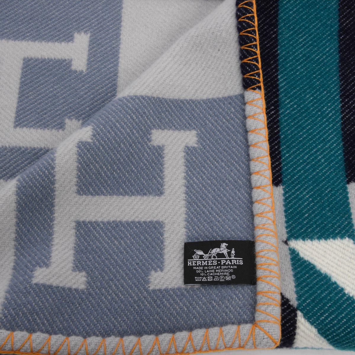 Hermes Acier/Encre Wool Avalon Jump'H Blanket