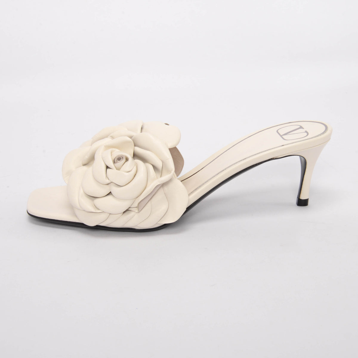 Valentino White Nappa Atelier Rose Sandals 37