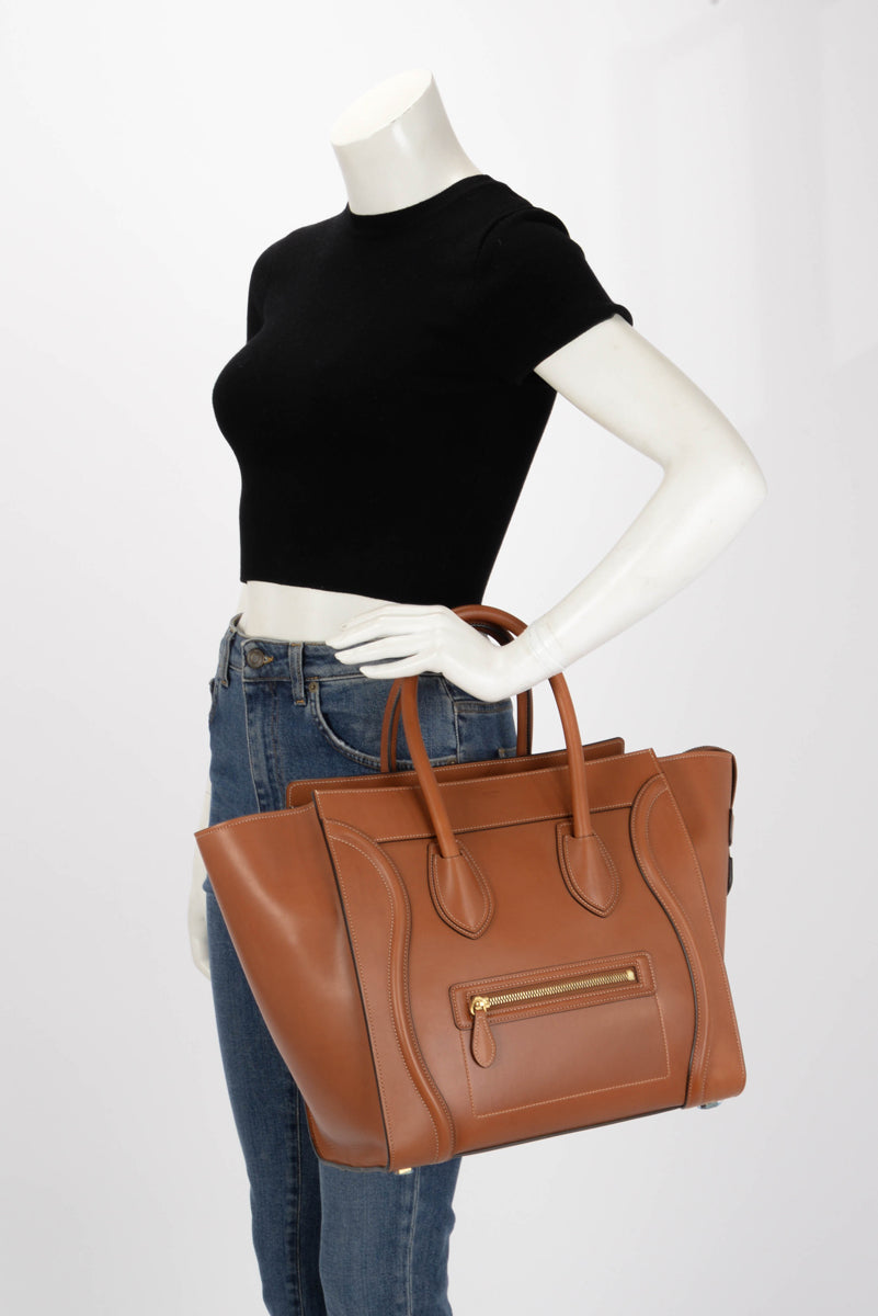Celine Tan Natural Calfskin Mini Luggage Tote