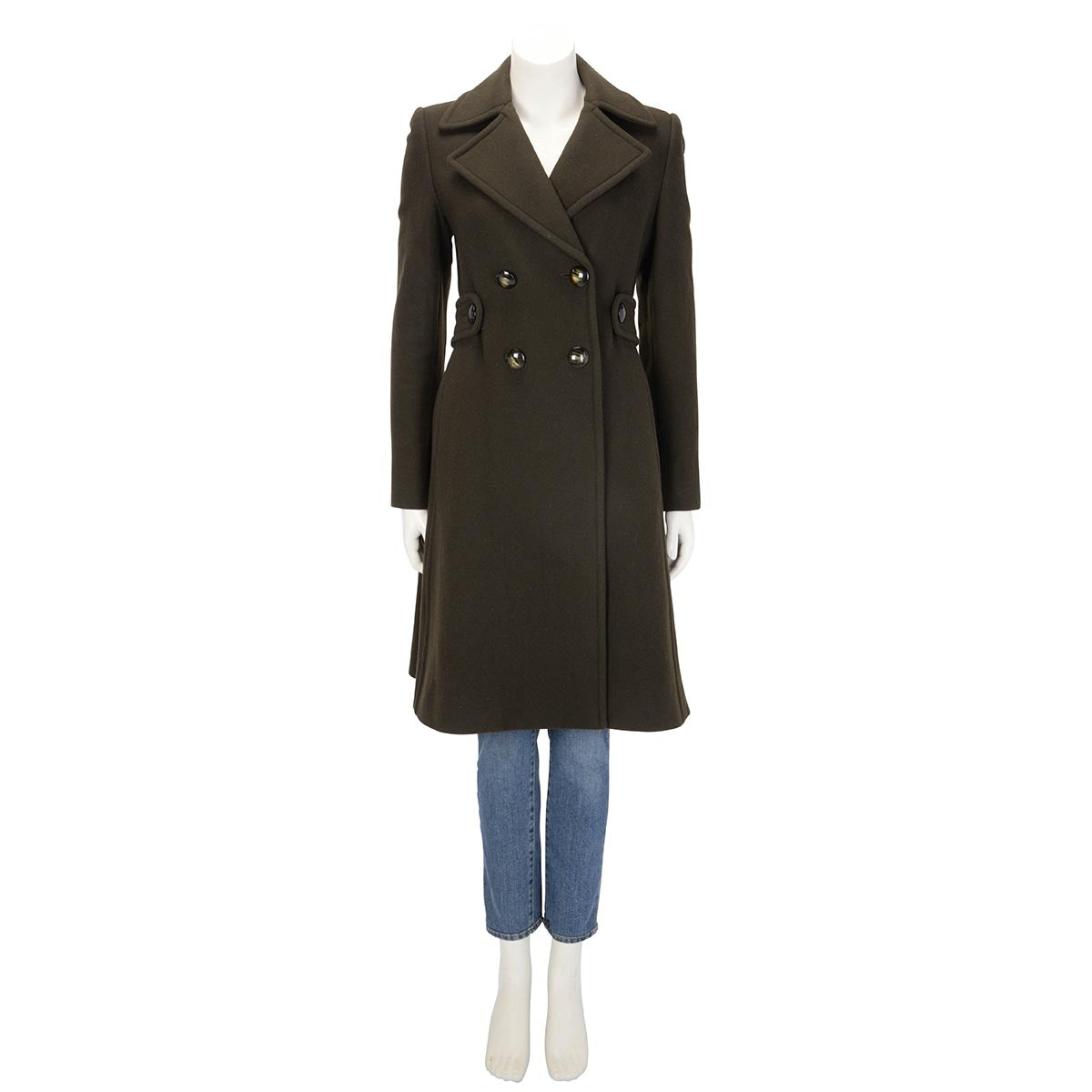 Stella McCartney Olive Wool Melton D.B. Coat IT 42