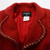 Chanel Red Boucle Gold Chain Trim Coat FR 34 - Blue Spinach