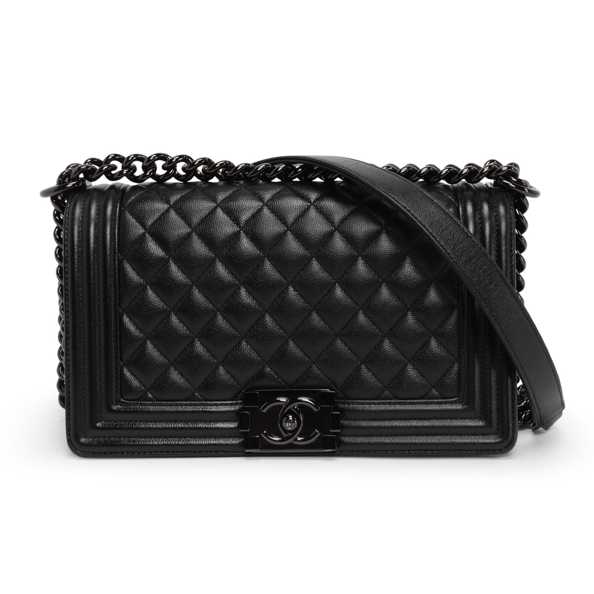 Chanel So Black Grained Calfskin Medium Boy Bag