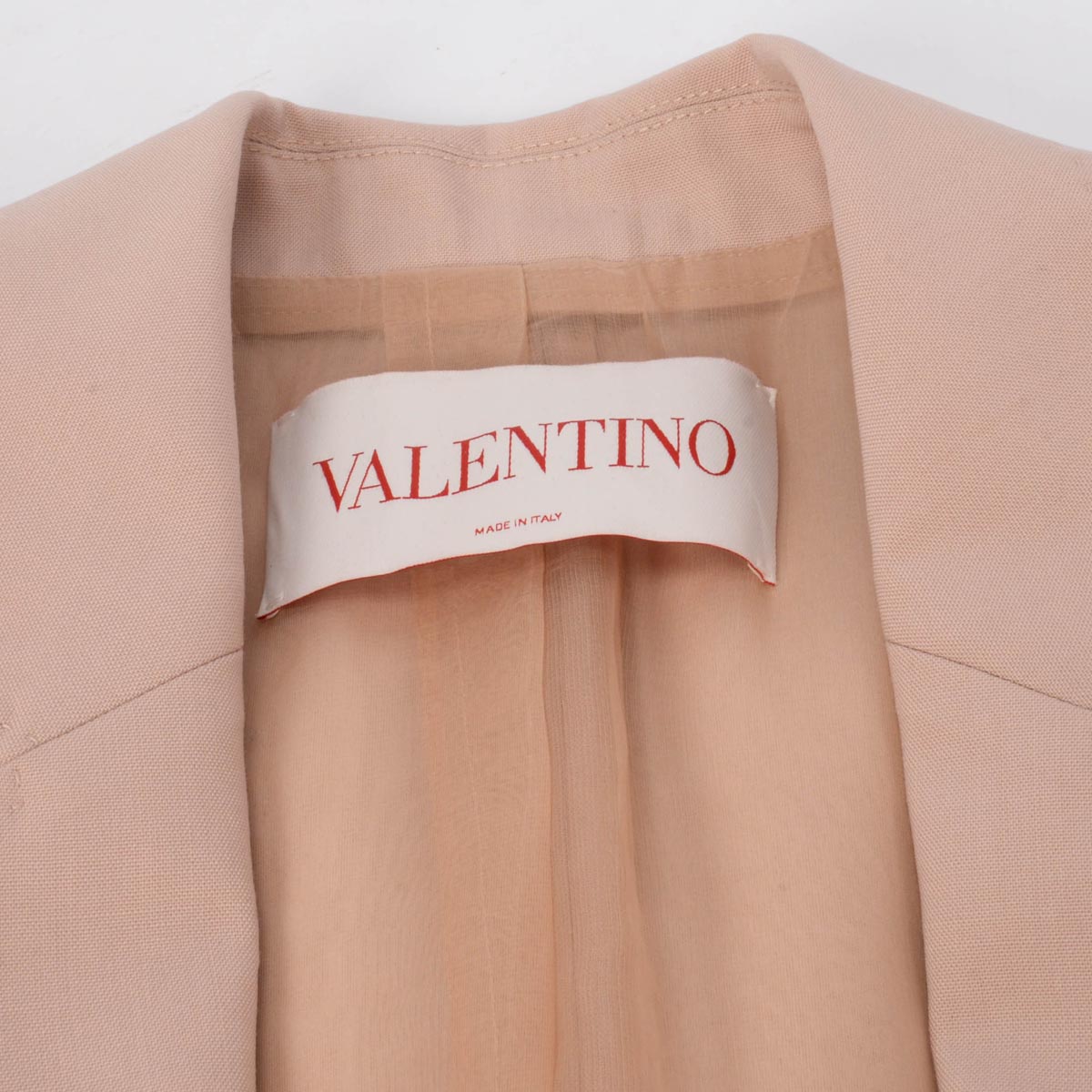 Valentino Sand Wool Feather Trim Jacket IT 44