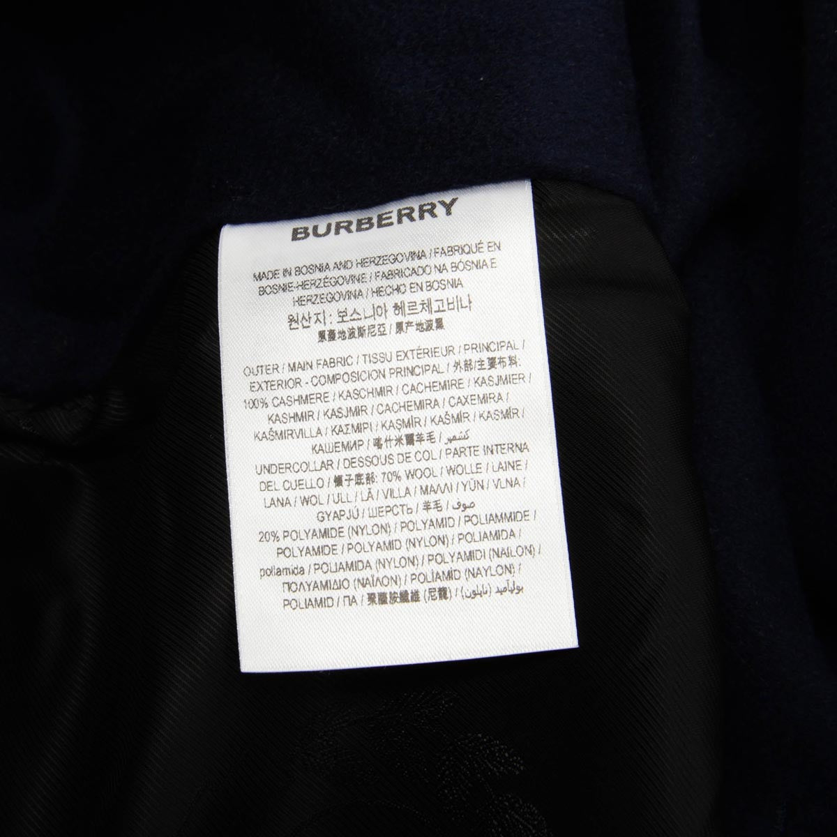 Burberry Navy Cashmere Dayrell Coat UK 8