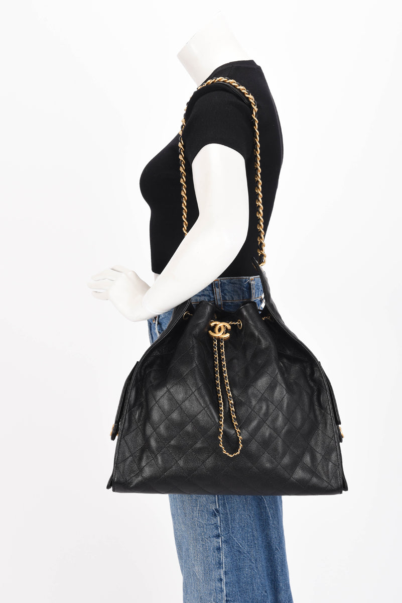 Chanel Black Caviar Large 25 Hobo Bag
