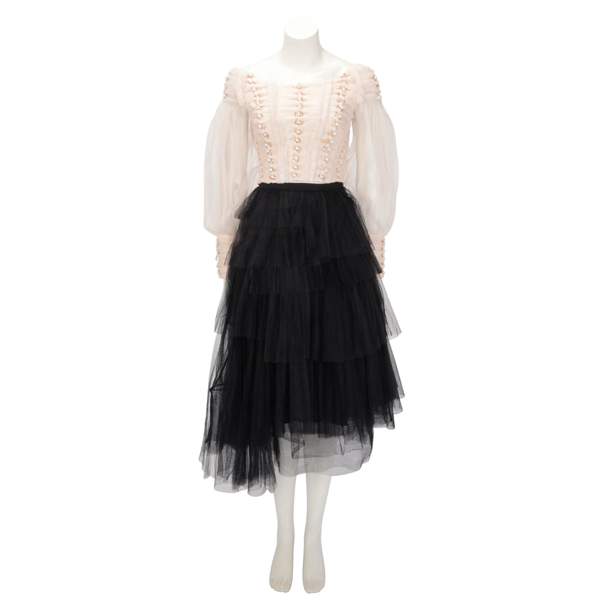 Dior Black Tulle Layered Skirt FR 34