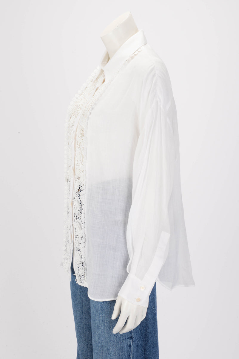 Zimmermann White Raie Lace Flower Shirt 4