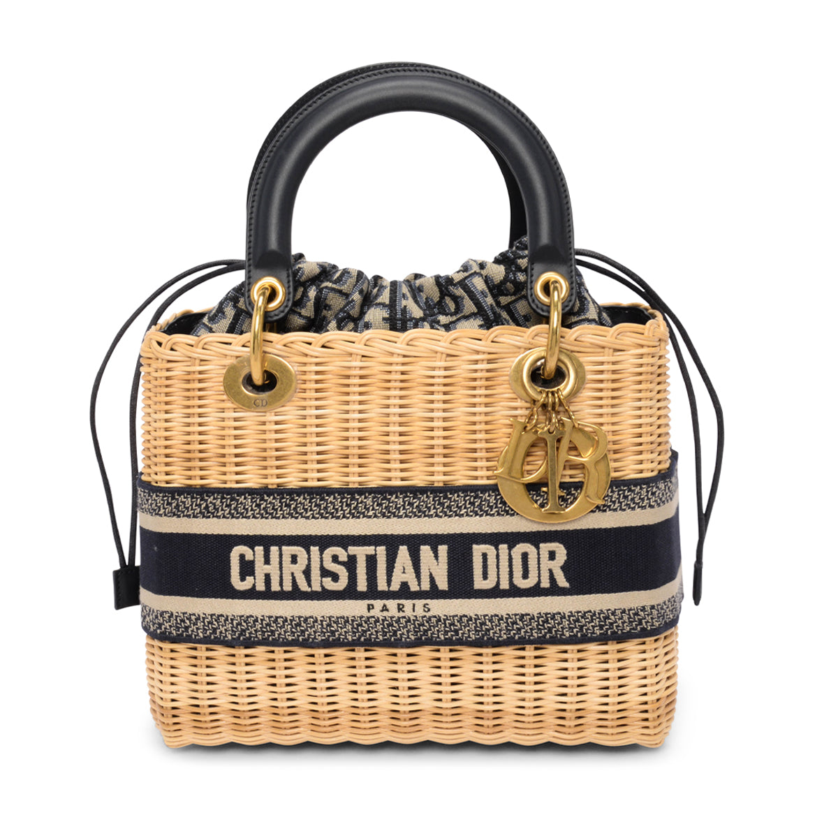 Dior Blue Oblique Wicker Medium Lady Dior Bag