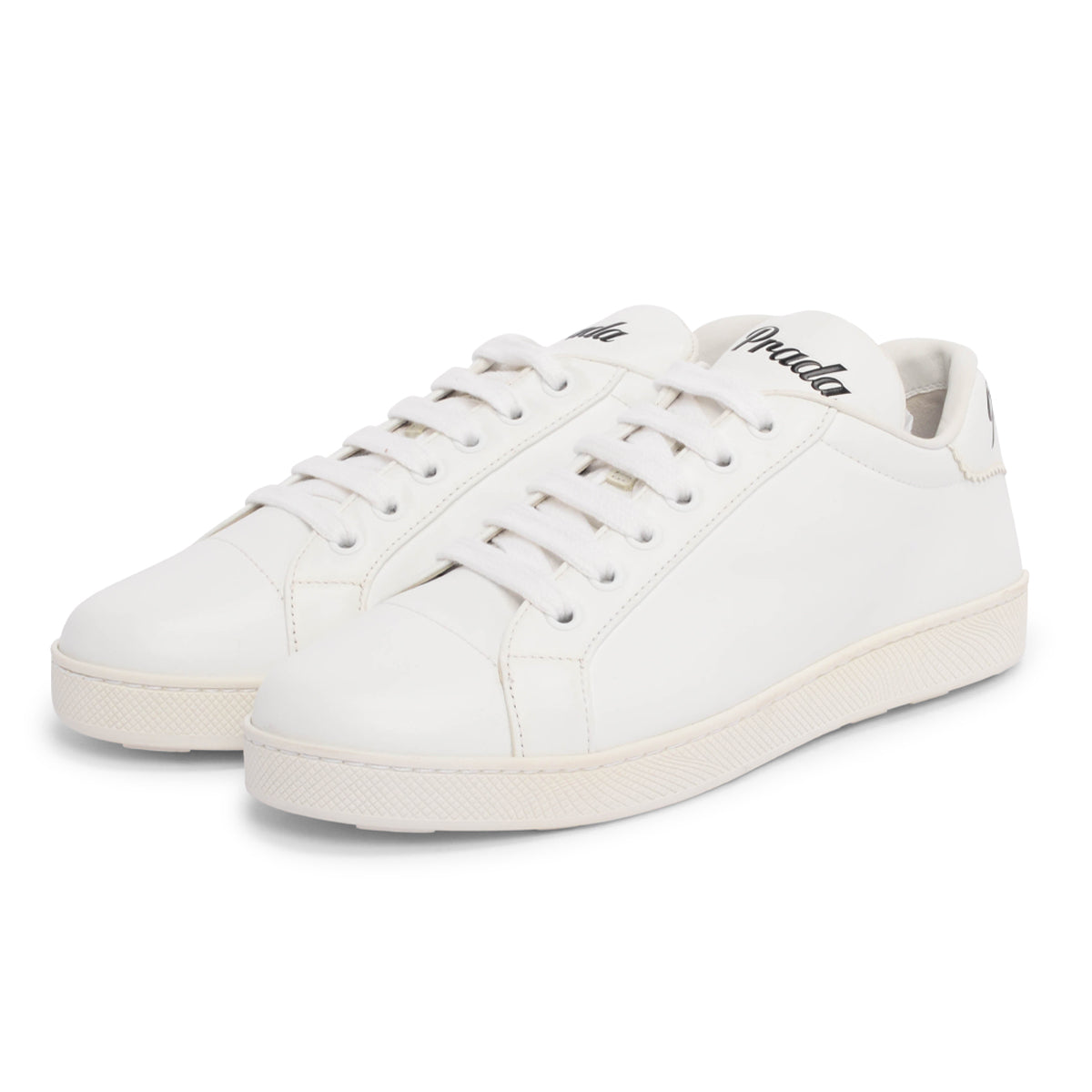 Prada White Leather Logo Sneakers 38