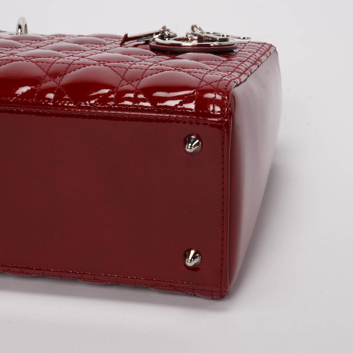Dior Cherry Red Patent Cannage Medium Lady Dior Bag