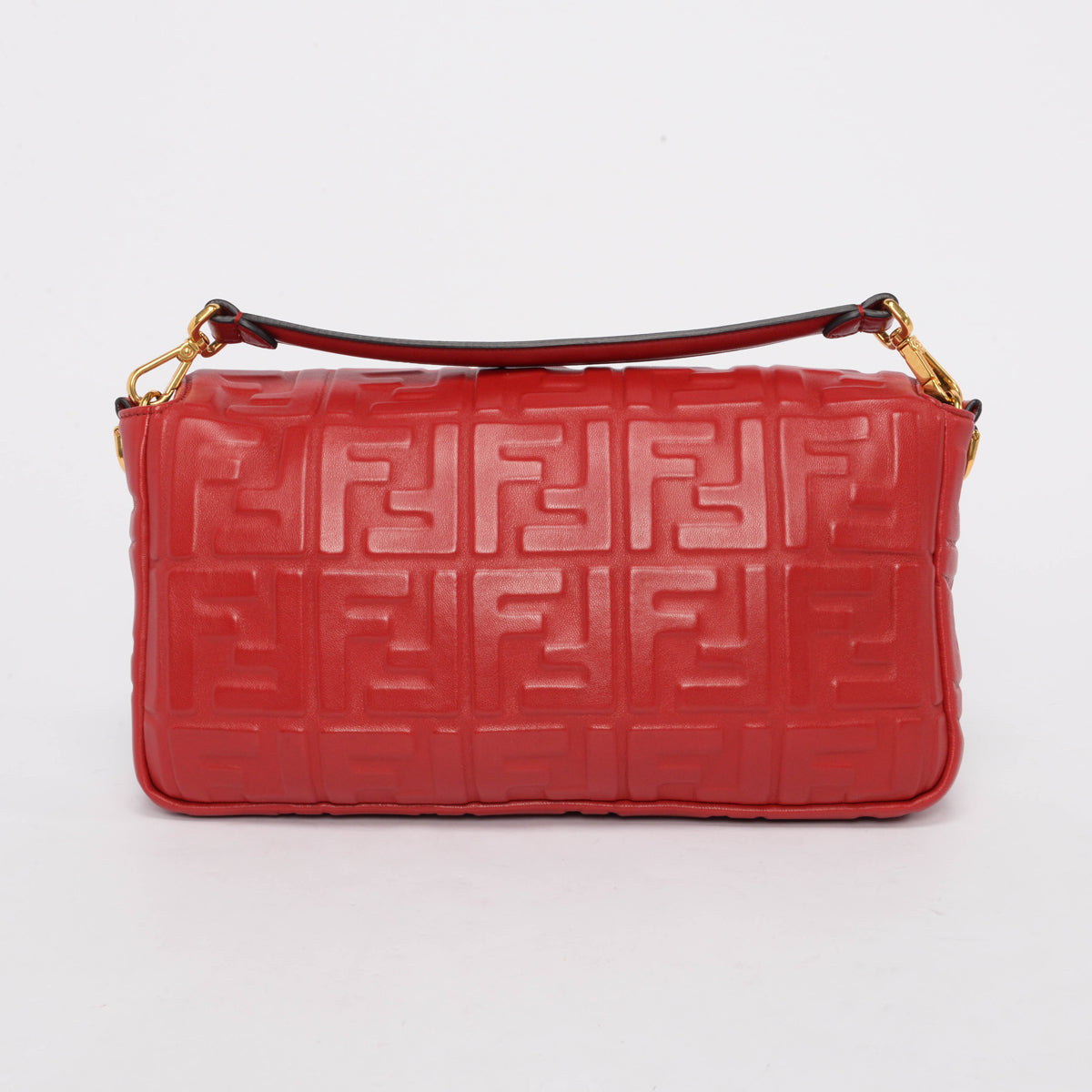 Fendi Strawberry Lambskin FF 1974 Embossed Large Baguette