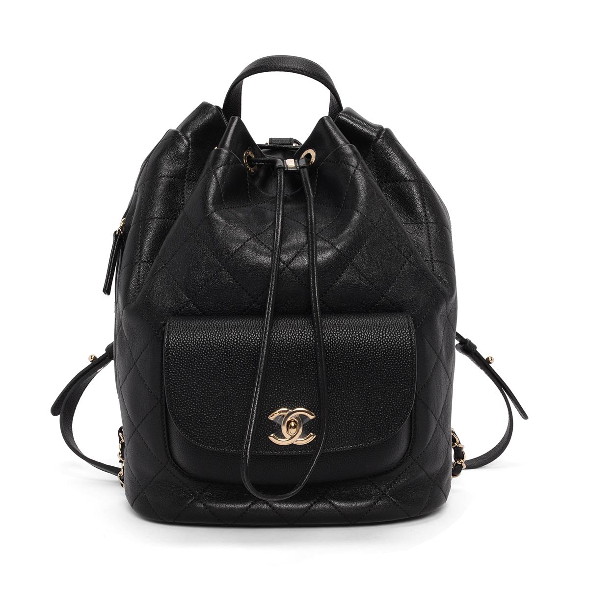 Chanel Black Quilted Sheepskin Daily Round Backpack