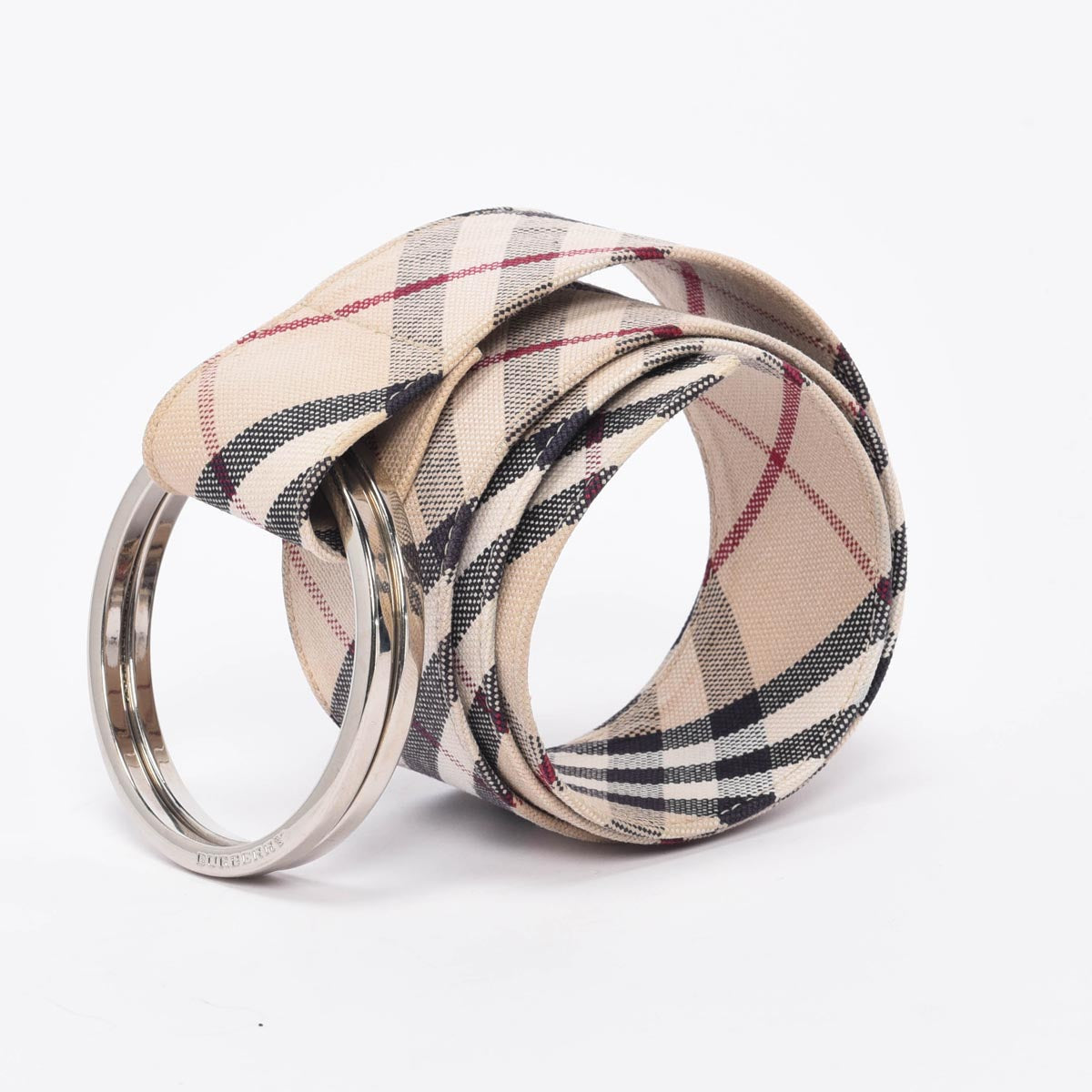 Burberry Beige Nova Check Canvas Ring Buckle Belt