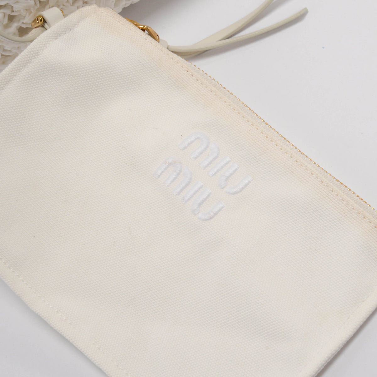 Miu Miu White Woven Hobo Tote Bag