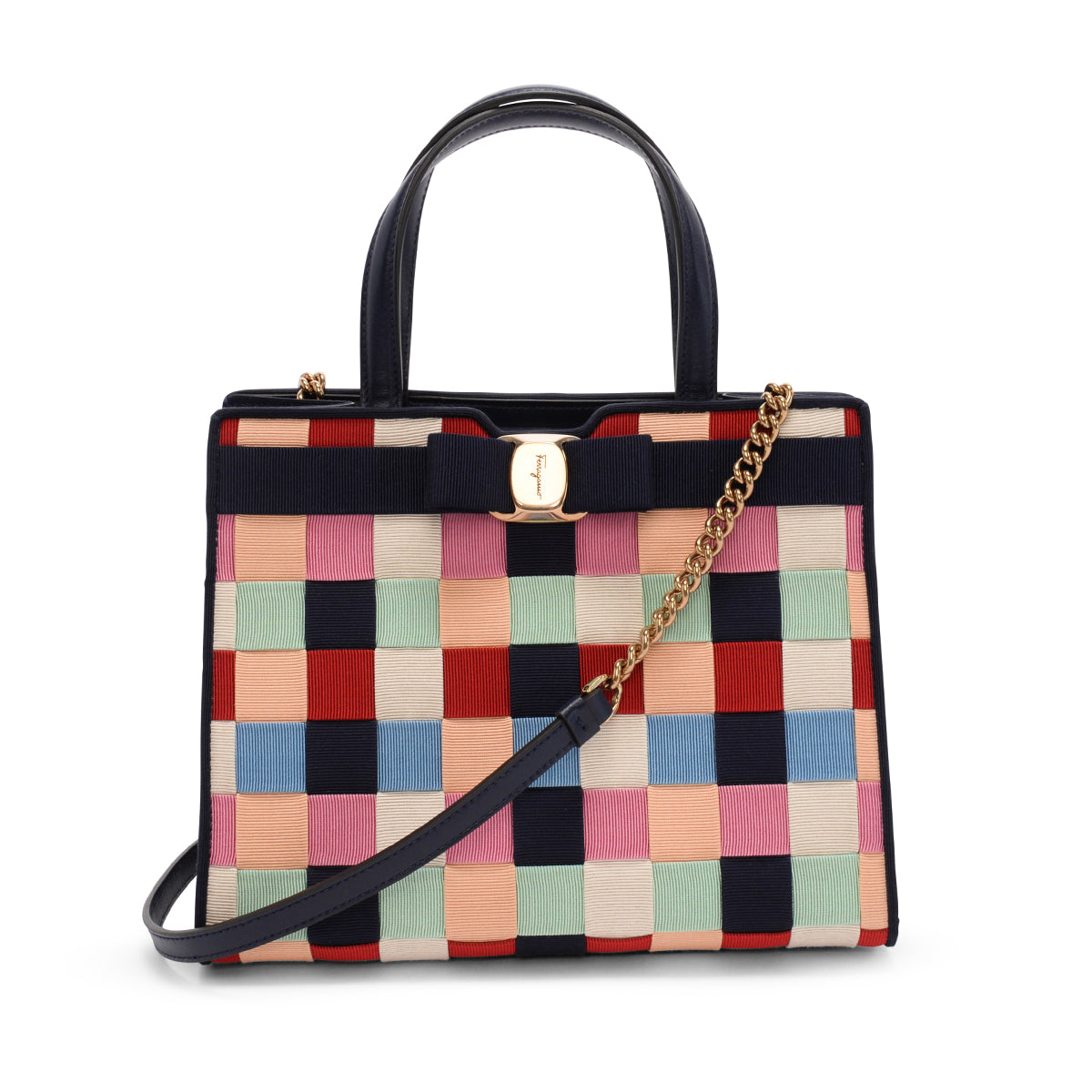 Ferragamo Multi Colour Nylon Vara Bow Tote