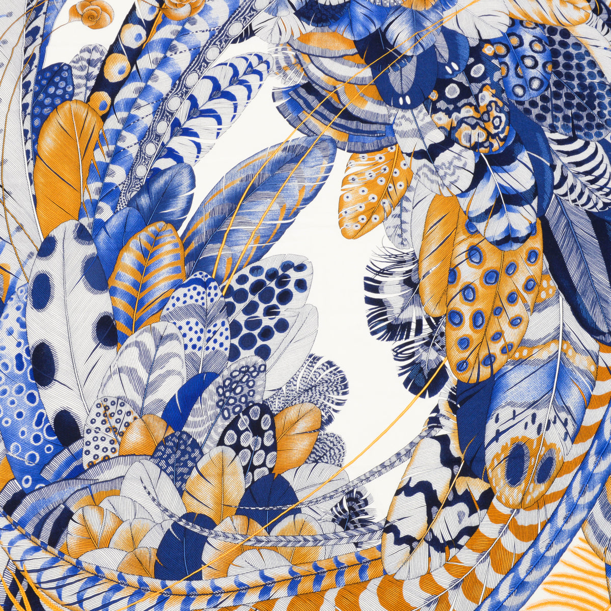 Hermes Blue Cashmere & Silk Plumes en Fete Shawl 140