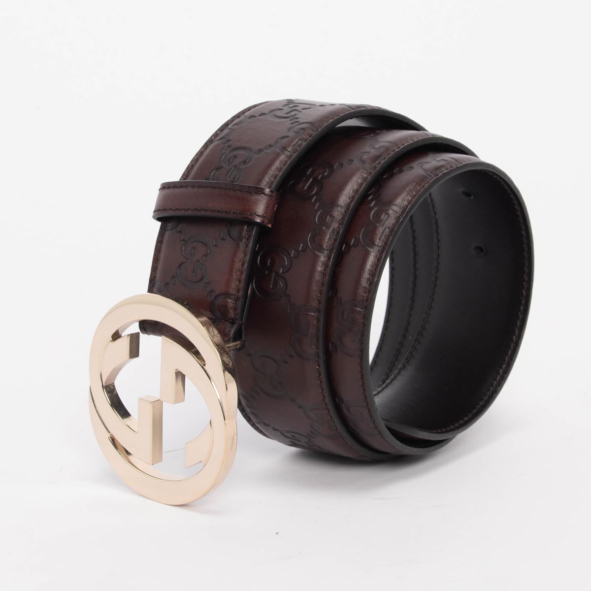 Gucci Dark Brown Guccissima Interlocking G Belt