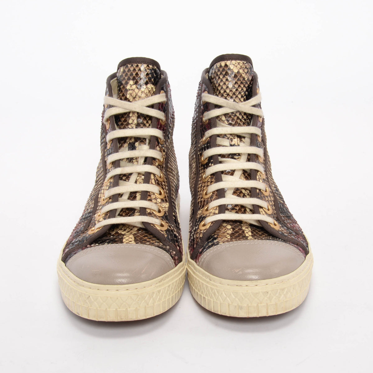 Chanel Multi Colour Python Hi-Top Sneakers 38.5