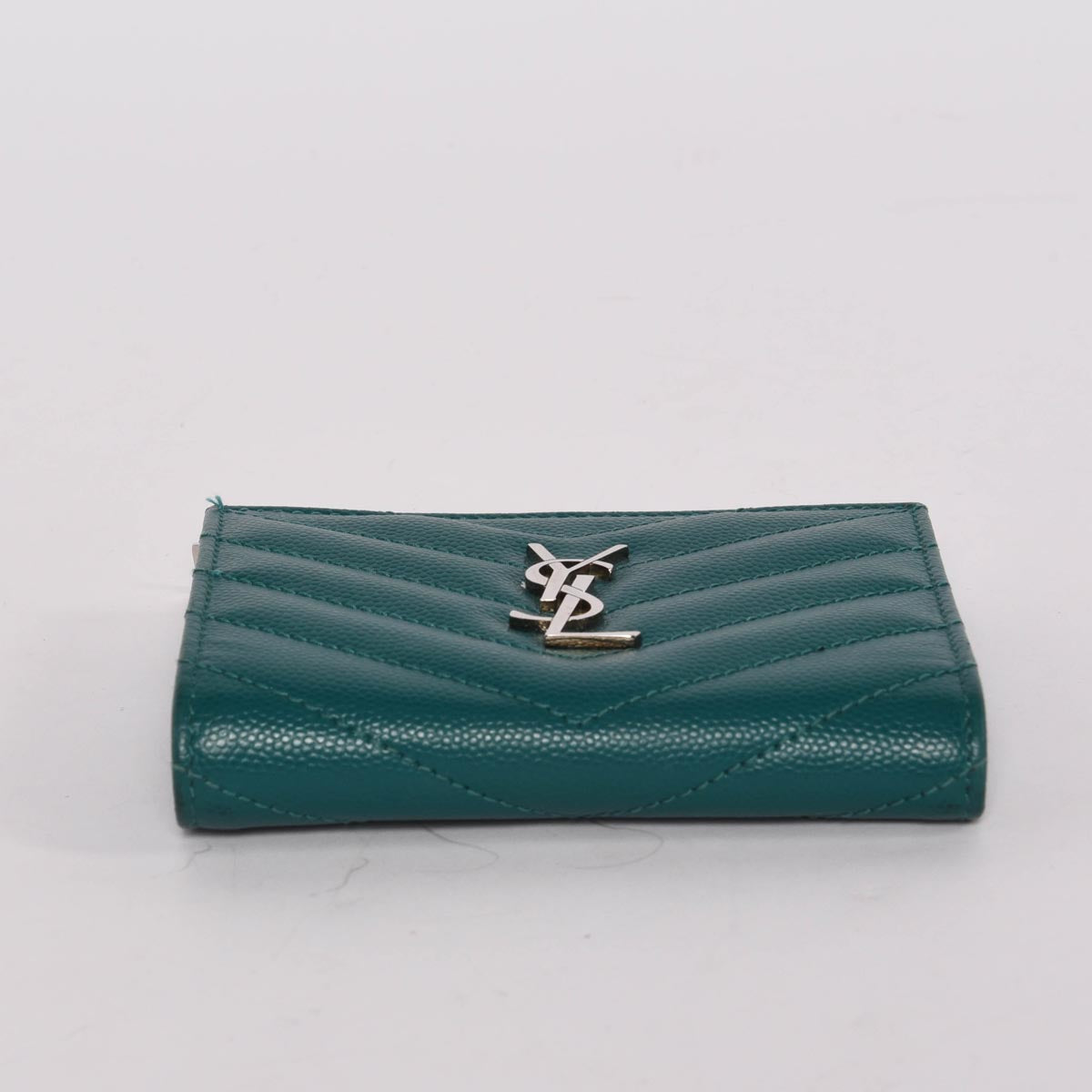 Saint Laurent Green Matelasse Cassandre Fragments Bi-Fold Wallet